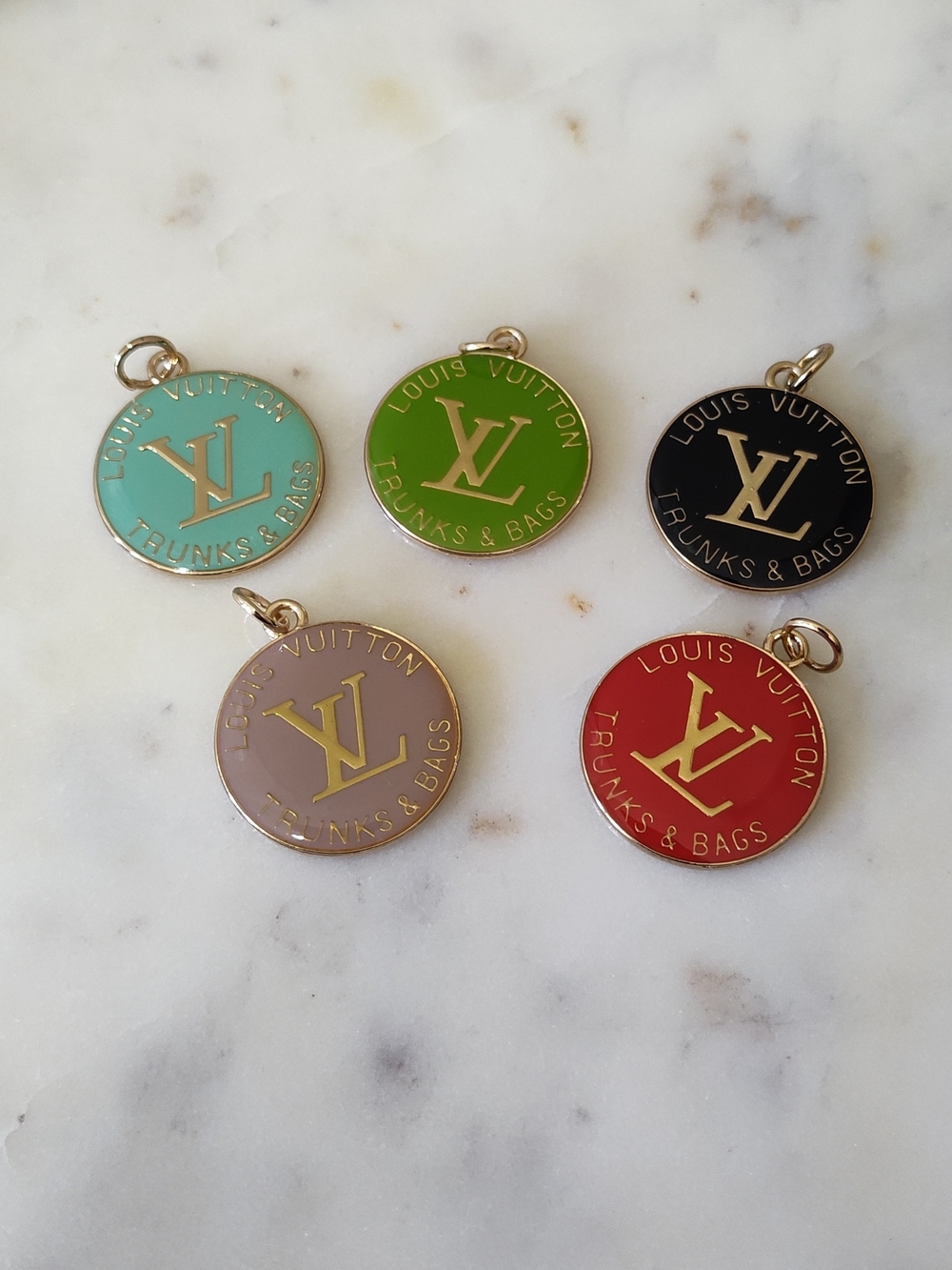 LOUIS VUITTON Trunks & Bags Enamel Charms Set of 5 Multicolor Gold Tone